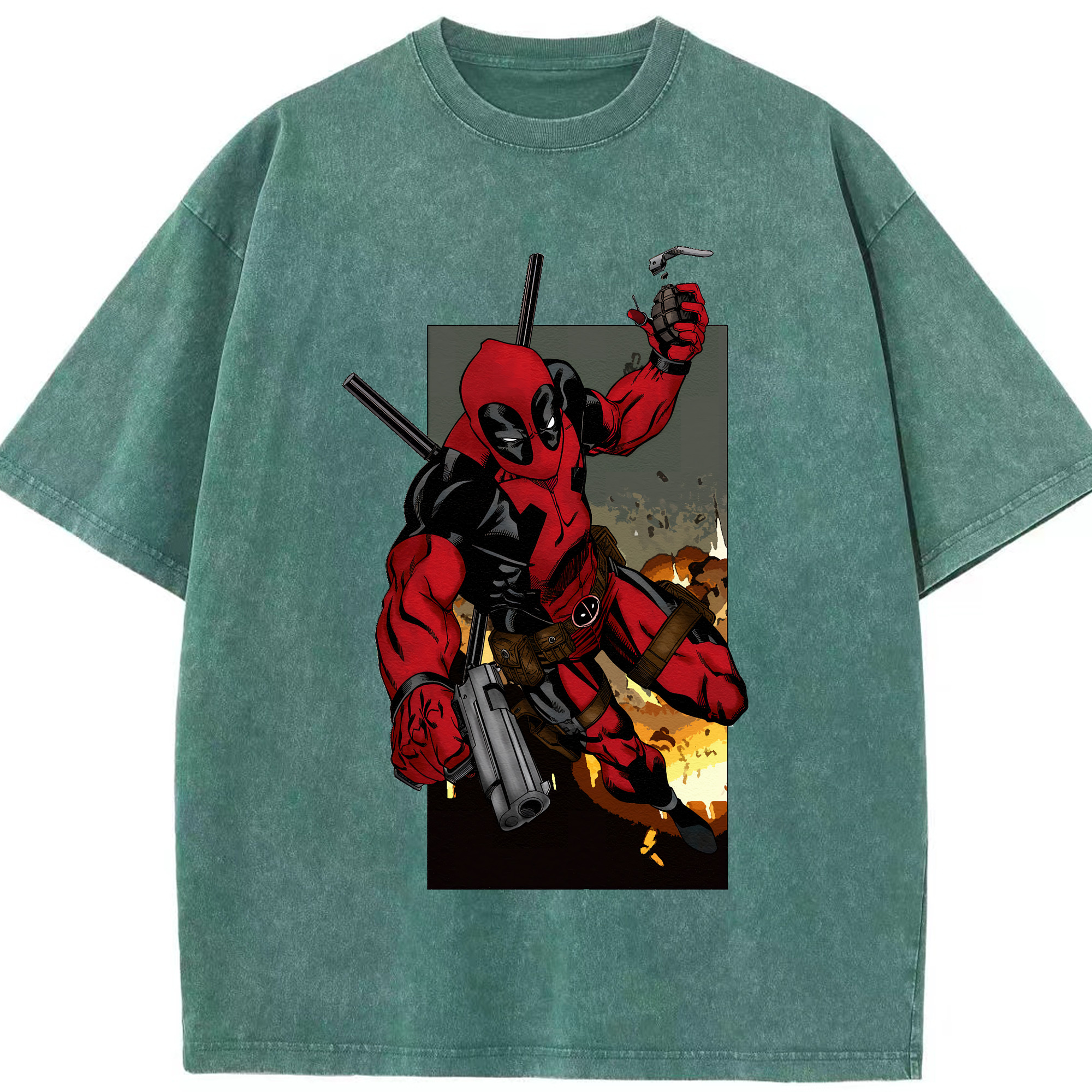 （画像用） Deadpool デッドプール 綿100% ヴィンテージ風 半袖Tシャツ（フロントプリント）